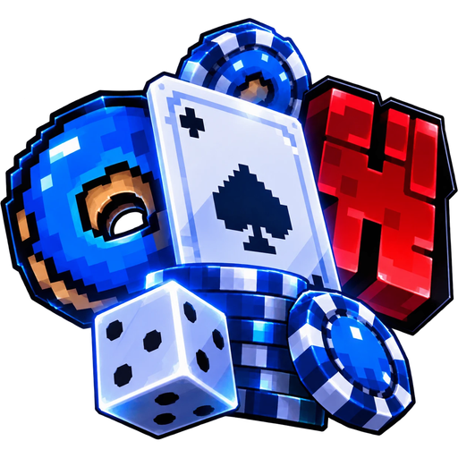 DonutHugoBet logo — donut, playing card, dice and chips